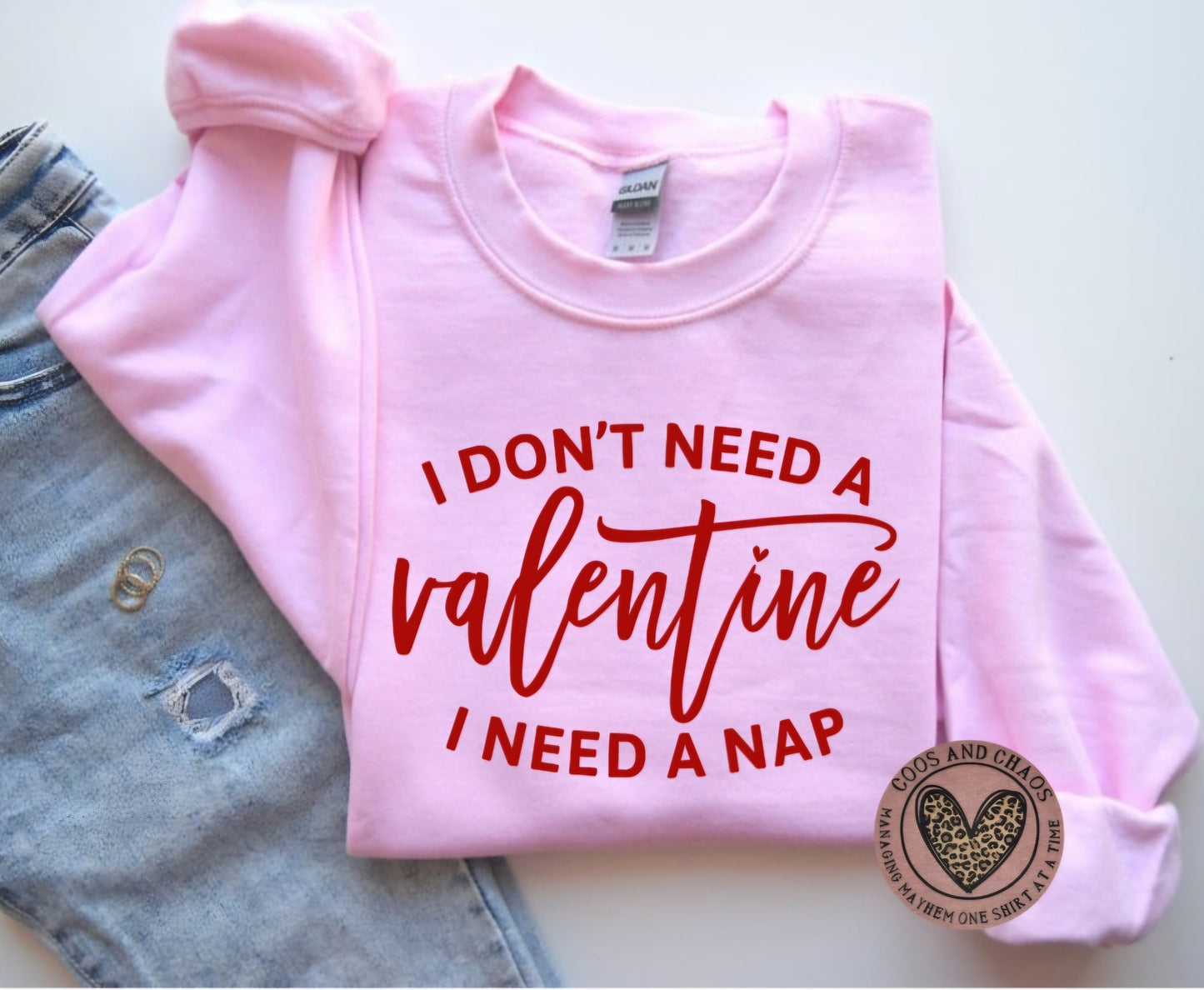 Reg/Glitter V-day Nap Crewneck