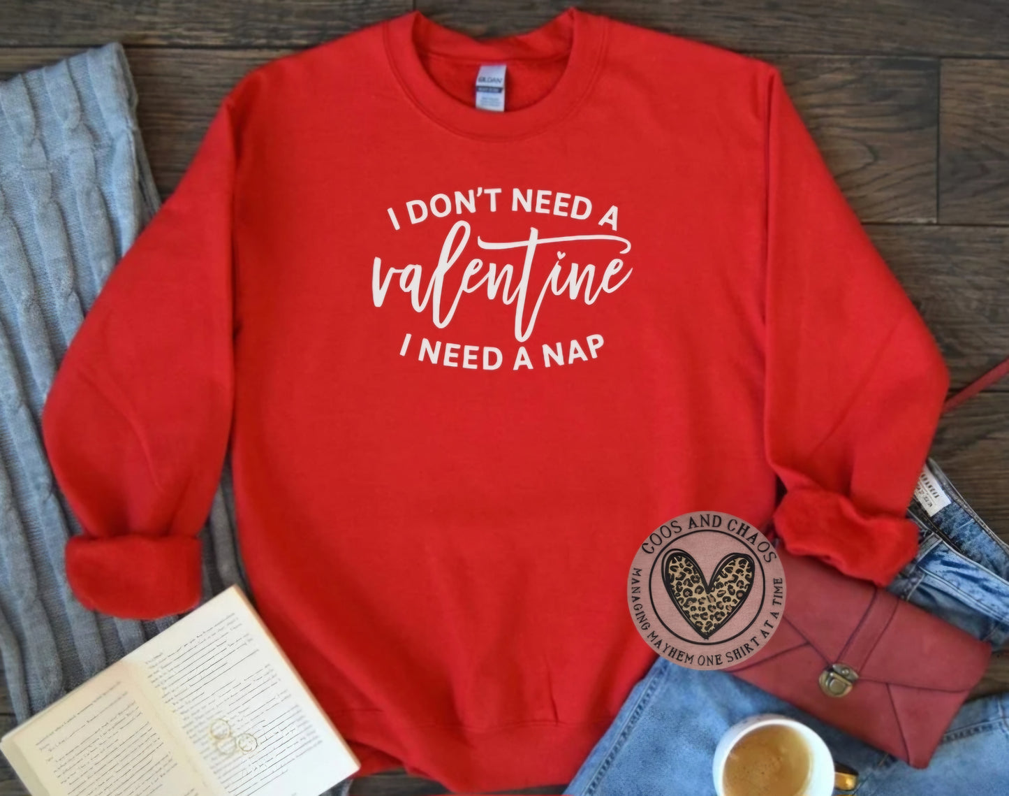 Reg/Glitter V-day Nap Crewneck