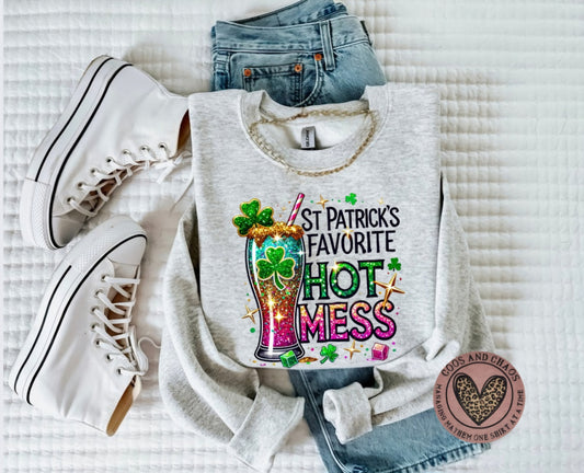 St Patty's Hot Mess Tee/Crewneck